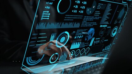 Explore a high-tech data analytics environment showcasing advanced business insights through interactive graphs and charts on a modern digital interface. Cipher - Powered by Adobe