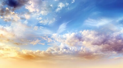 Obraz premium Dramatic Sky Landscape with Vibrant Clouds and Golden Light for Backgrounds and Textures