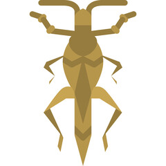 Geometric Brown Insect Outline on Transparent Background Minimalist Illustration of a Stylized Bug Vector Art Isolated