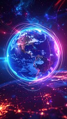 Obraz premium Pixelated Earth with Neon Glow