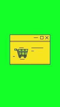 E-Commerce Website Icon Animation On Green Screen. Vertical Animation