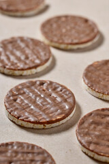 rice galettes cakes cookies covered with milk chocolate