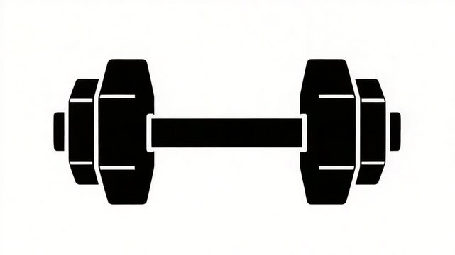 Black Dumbbell Icon Silhouette for Fitness and Exercise.