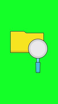 File Search Icon Animation On Green Screen. Vertical Animation