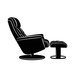 Black recliner chair with ottoman