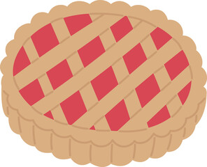 Flaky Golden Brown Crostata Pie With Red Fruit Filling And A Lattice Top And Scalloped Edge On A Transparent Background