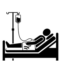 Patient receiving intravenous fluid therapy in hospital bed