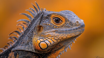 Fototapeta premium Close-up iguana head, vibrant colors
