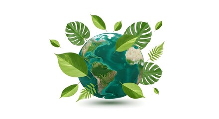 Fototapeta premium Sustainable Earth Ecology Illustration with Green Leaf Accents