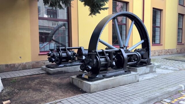 vintage industrial steam engine machinery on displ