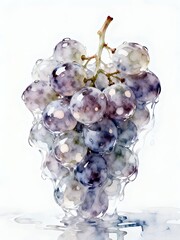 Surreal Fruits Series : A delicious looking healthy bunch of ripe purple grapes on a white background suitable for graphic design and decoration 002