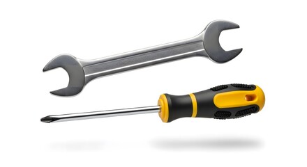 Tools of the Trade Wrench and Screwdriver for Repair and Construction Work