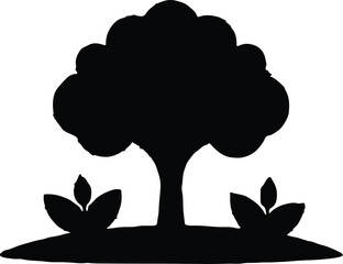 vector illustration of a tree, black tree & two child tree