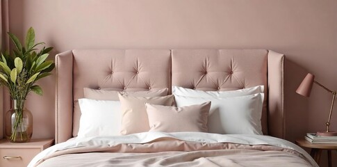 Luxurious Textured Fabric Headboard Soft Muted Tones for Cozy Modern Bedroom Design