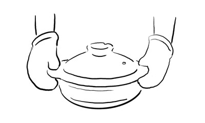 土鍋を持つ手のイラスト