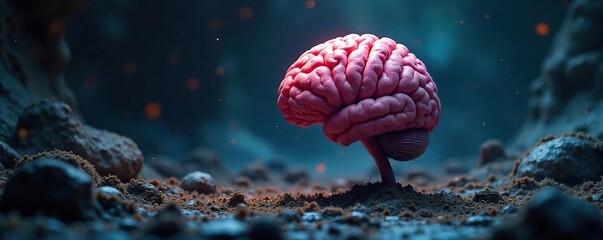 Floating Brain in Void A Surreal Abstract Image of Emptiness and the Unknown, Exploring Themes of Consciousness, Intelligence, and the Absence of Thought.