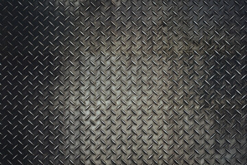 Back Grunge steel floor plate background in vitage light