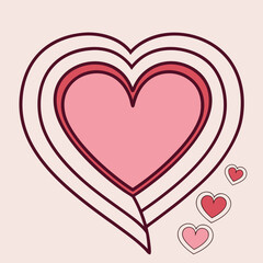 Layered Growing Heart Icon for Valentine's Day Romance Design