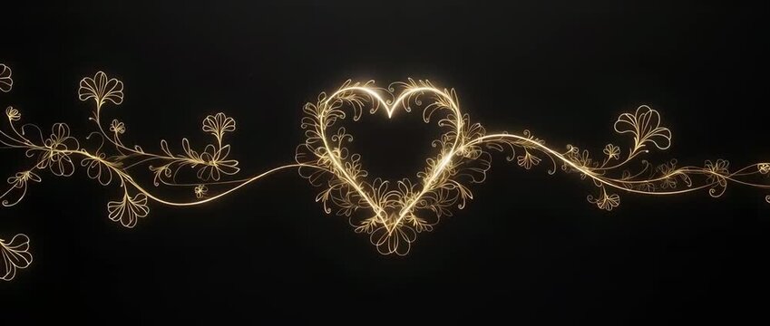 A sophisticated animation of a single gold line drawing a beautiful floral heart. This minimalist and elegant design is perfect for luxury brands, Mother's Day greetings, or wedding invitations.