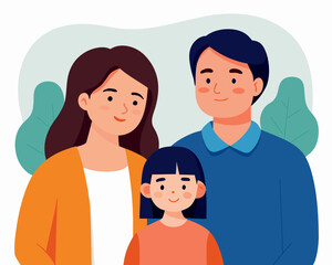 Joyful Family Portrait: Parents and Daughter Bonding Indoors