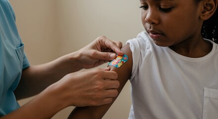 Doctor caring for young patient after vaccination