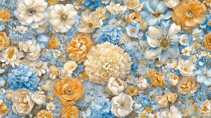 Dark background vintage floral arrangement with chrysanthemums, peonies, tulips top view, spring design
