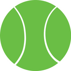 Bright green tennis ball vector illustration, simple sporty design for athletic branding, sports equipment, tournaments, and recreational themes. isolated on transparent background