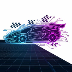 Modern esport-inspired logo design. Cyberpunk energy, clean geometric outlines, high-resolution AI EPS. Great for tournaments, digital branding, car games.