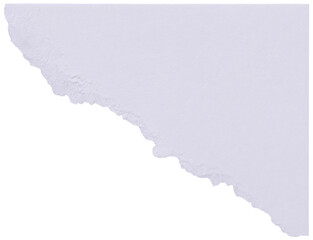 Torn corner of textured clean white thick paper isolated with copy space for digital collage