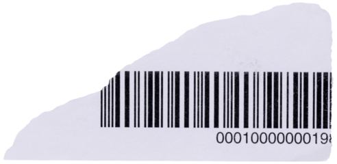 Barcode fragment on scrap of paper, isolated element for digital collage