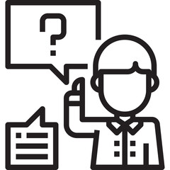 Fototapeta premium Illustration Of A Person With A Question Mark And Speech Bubble Symbolizing Uncertainty Or Inquiry Against A White Background
