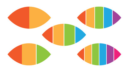 Fototapeta premium Colorful eye shaped infographic elements. Steps, stages, or creative rating