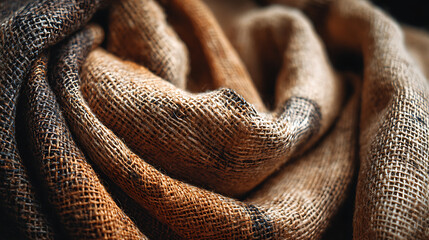 Fototapeta premium Flax fiber texture presenting natural beige and taupe hues for use as eco - conscious product backdrops.