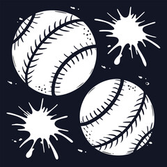 White Baseball Graphics with Splatter on Dark Background