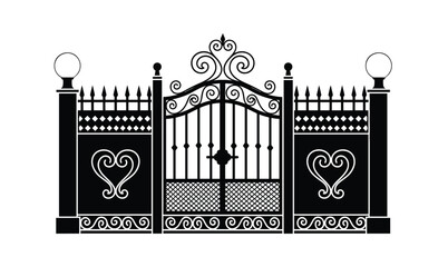 Decorative wrought iron gate design with ornate elements