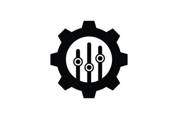 Obraz premium Gear Settings Icon Black Cogwheel with Adjustment Controls