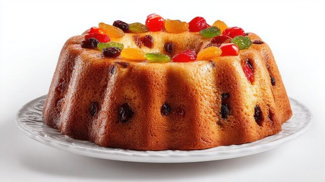 traditional brazilian cake bolo rei with candied fruit