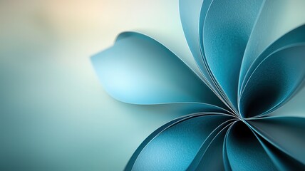 3D abstract blue background with curved paper shapes, elegant minimalist wallpaper for design and presentation

