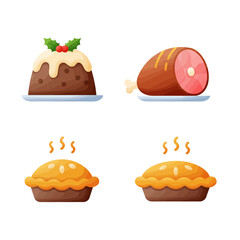 Gradient Style Festive Food Set Illustration Holiday Dinner Decoration