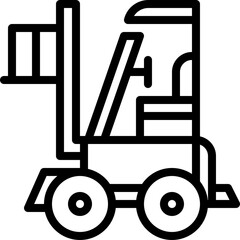 Outline Icon of a Forklift Truck with Pallets on a Transparent Background Representing Industrial Logistics and Warehouse Operations