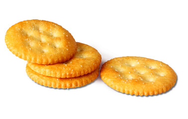 round cracker biscuits or cookie isolated, cutout in transparent background, png format