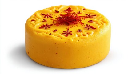 indian sandesh with saffron garnish
