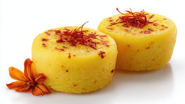 indian sandesh with saffron garnish