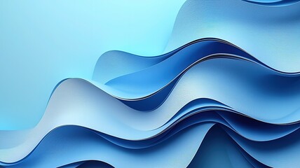 3D abstract blue background with curved paper shapes, elegant minimalist wallpaper for design and presentation
