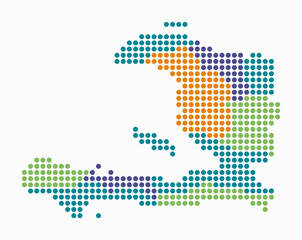 Fototapeta premium Haiti dotted map. Digital style map of the country on white background. Haiti shape with circle dots. Colored dots style. Large size circles. Beautiful vector illustration.