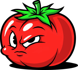 Cartoon Illustration of an Angry Tomato