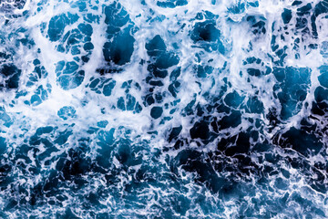 Sea water background. Top view of stylish foamy water. Can be used in covers, packaging, posters, textures, wallpapers, art and design projects. Artistic vector illustration.