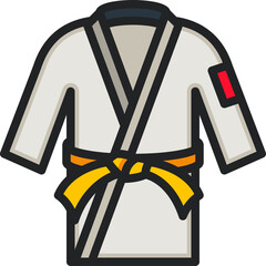 Judo Uniform With Yellow Belt Isolated On Transparent Background White Gi With Red Patch On Sleeve