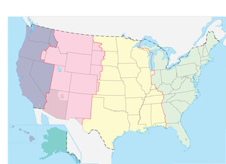 USA Time Zones Highlighted Map © Griffin9678