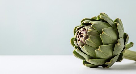 Obraz premium Fresh Artichoke Head Isolated Minimalist Vegetable Still Life with Copy Space